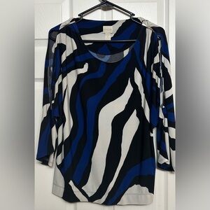 Chico's Zebra Stripe Blouse in Blue and Black